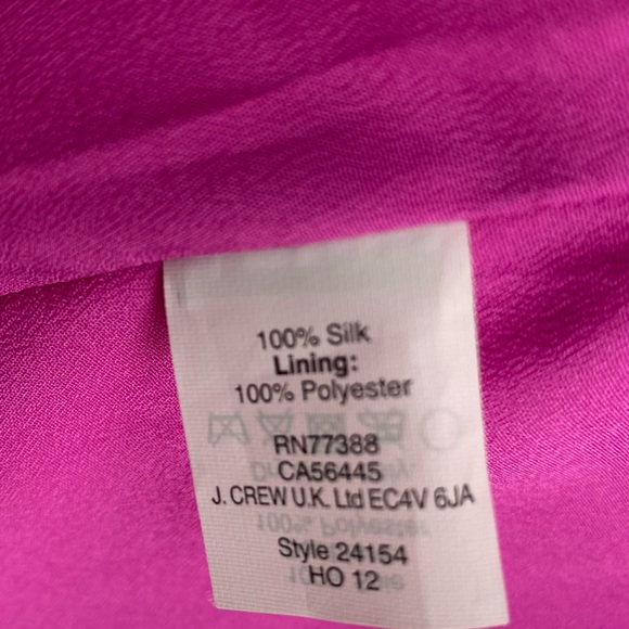 J. CREW Bright Pink Silk Shell Women's Top With Pleated Collar Textured Silk 4 - Picture 8 of 8